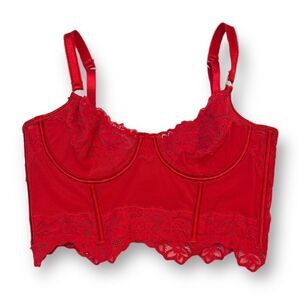 Sofia Intimates by Sofia Vergara Red Lace Bustier Bra Size 34B